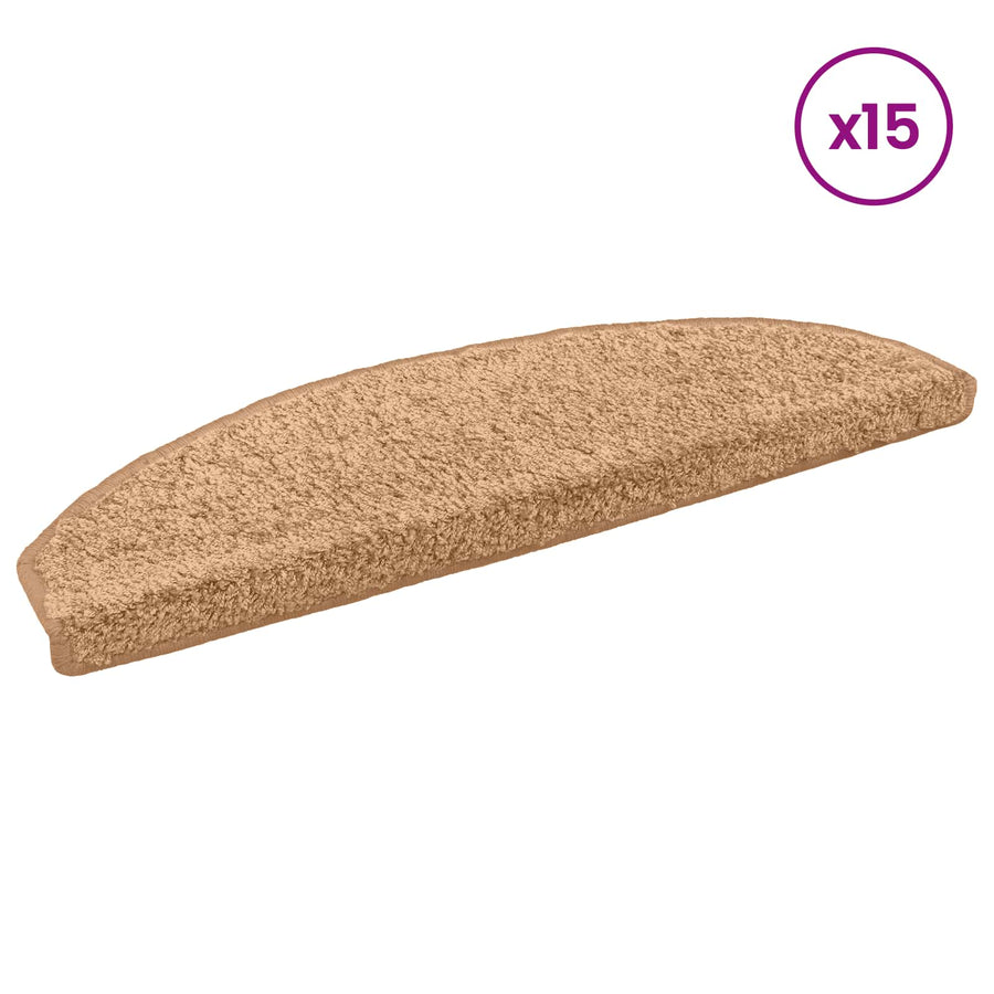 Zelfklevende Trapmatten 15 pcs Beige 80 x 24,5 x 3,5 cm