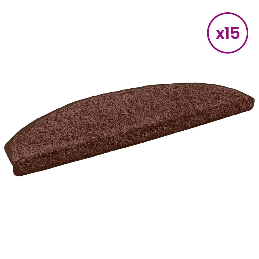 Zelfklevende Trapmatten 15 pcs Bruin 80 x 24,5 x 3,5 cm
