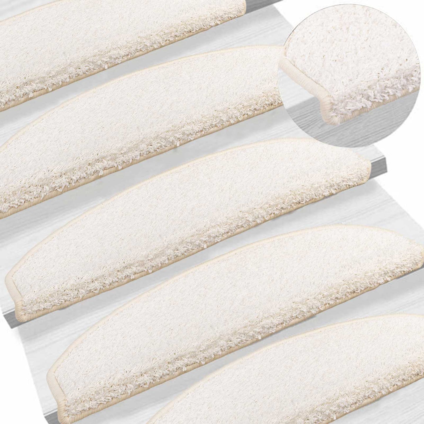 Zelfklevende Trapmatten Halfrond 15 pcs Wit 80 x 24,5 x 3,5 cm