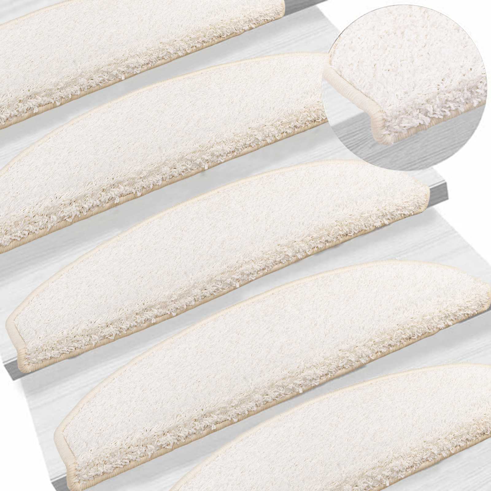 Zelfklevende Trapmatten Halfrond 15 pcs Wit 80 x 24,5 x 3,5 cm
