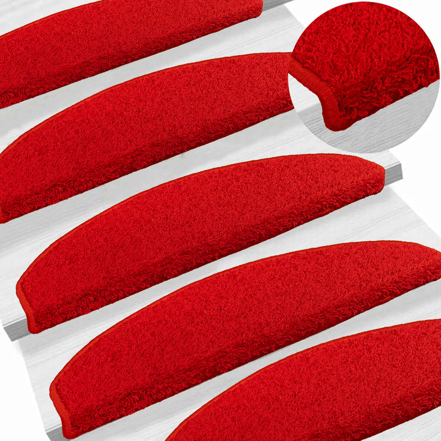 Zelfklevende Trapmatten Halfrond 15 pcs Rood 80 x 24,5 x 3,5 cm