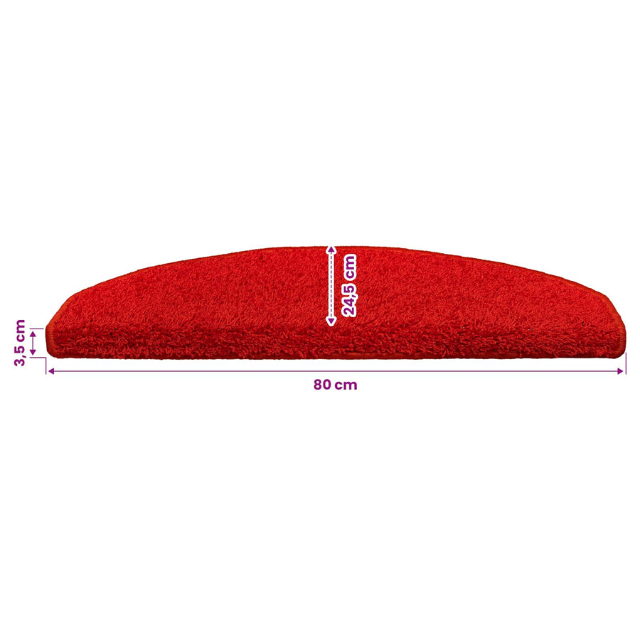 Zelfklevende Trapmatten Halfrond 15 pcs Rood 80 x 24,5 x 3,5 cm