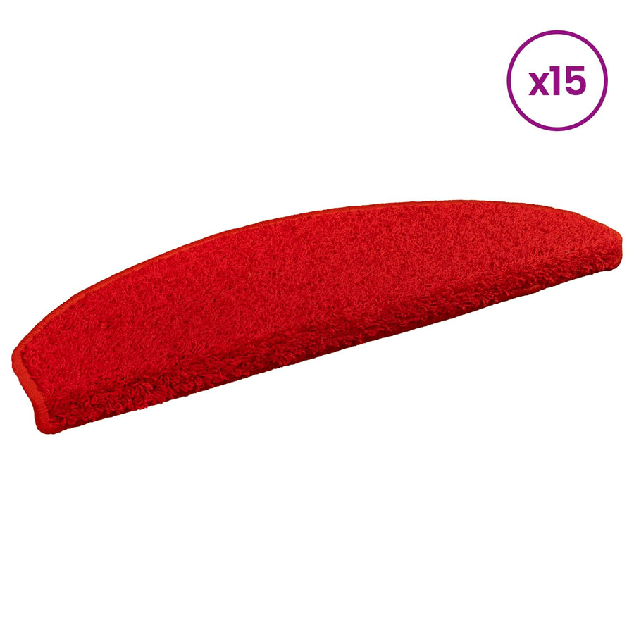 Zelfklevende Trapmatten Halfrond 15 pcs Rood 80 x 24,5 x 3,5 cm