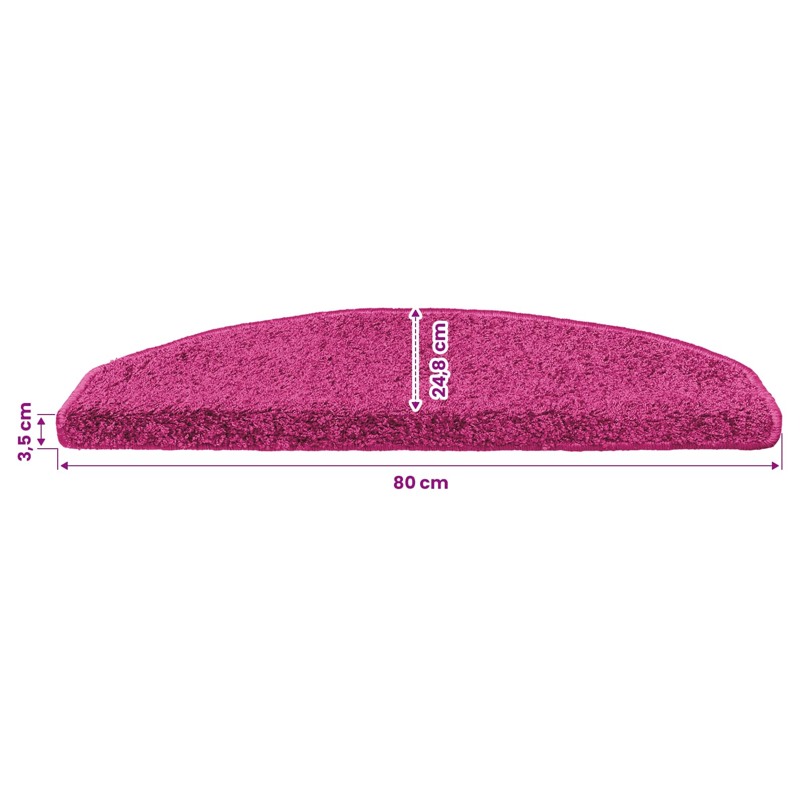Zelfklevende Trapmatten Halfrond 15 pcs Roze 80 x 24,5 x 3,5 cm