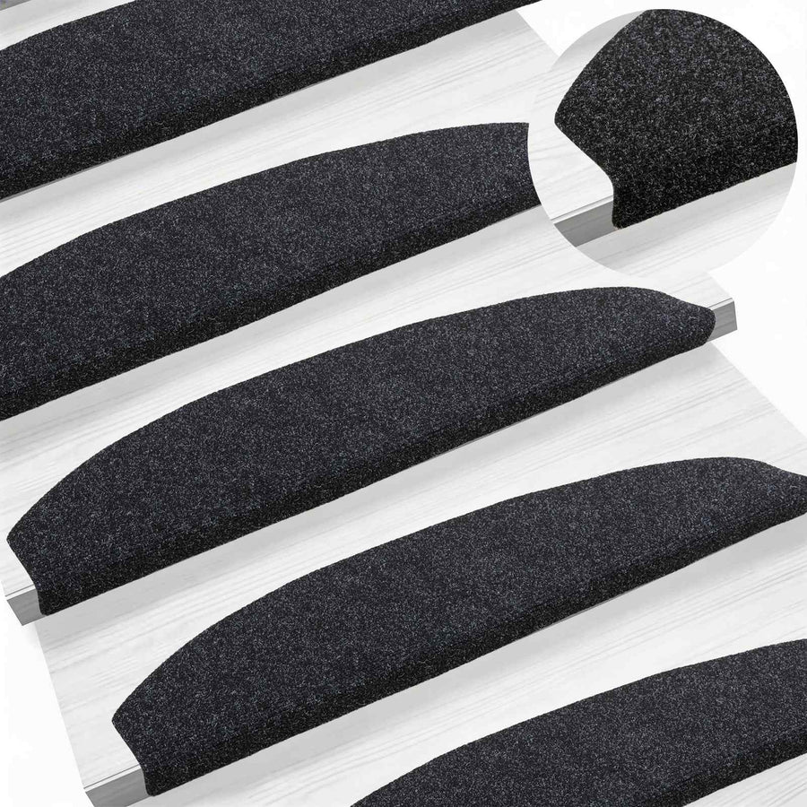 Zelfklevende Trapmatten 15 pcs Zwart 80 x 24,5 x 3,5 cm