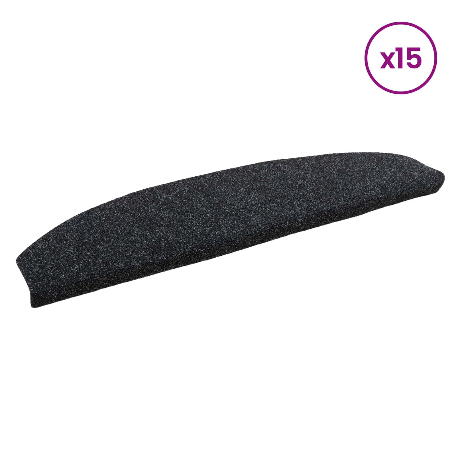 Zelfklevende Trapmatten 15 pcs Zwart 80 x 24,5 x 3,5 cm