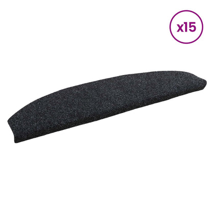 Zelfklevende Trapmatten 15 pcs Zwart 80 x 24,5 x 3,5 cm