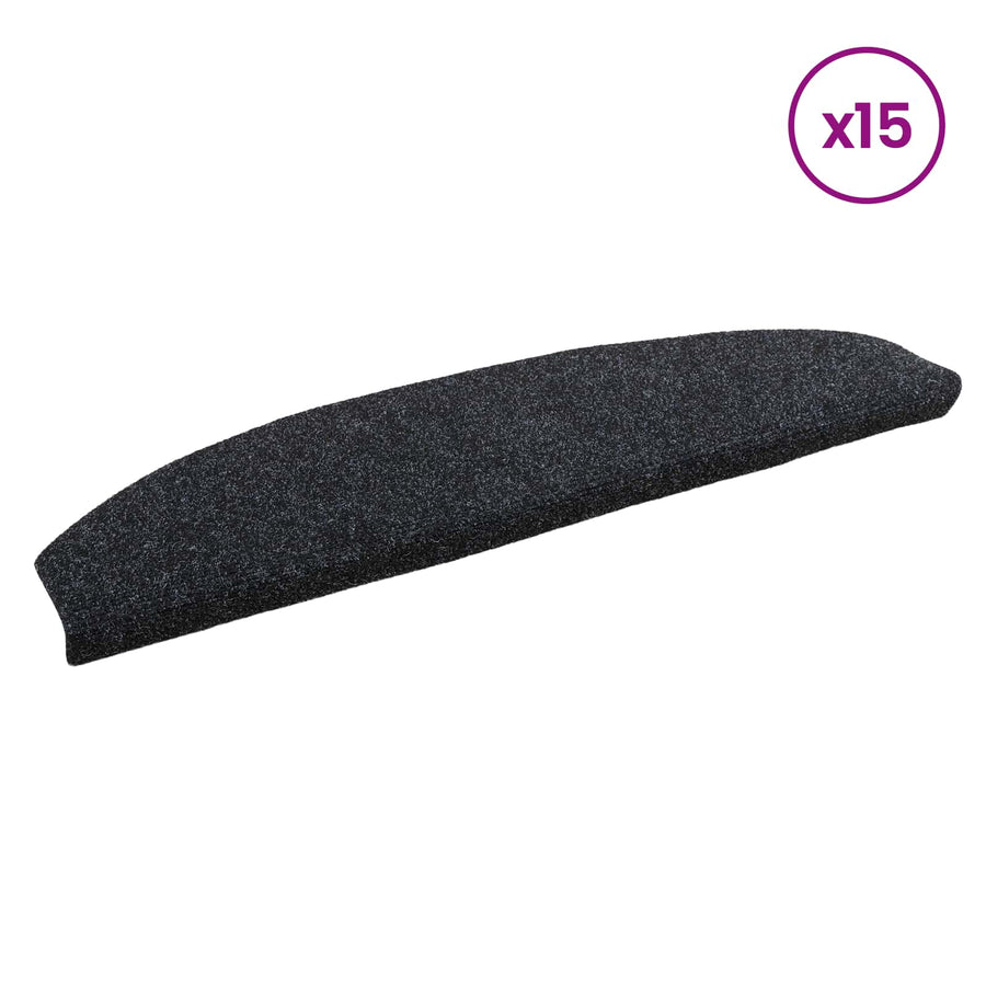 Zelfklevende Trapmatten 15 pcs Zwart 80 x 24,5 x 3,5 cm
