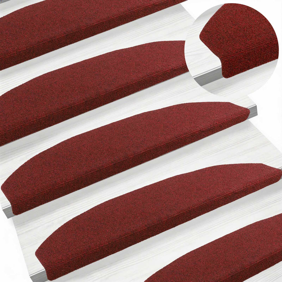 Zelfklevende Trapmatten 15 pcs Bordeaux Rood 80 x 24,5 x 3,5 cm