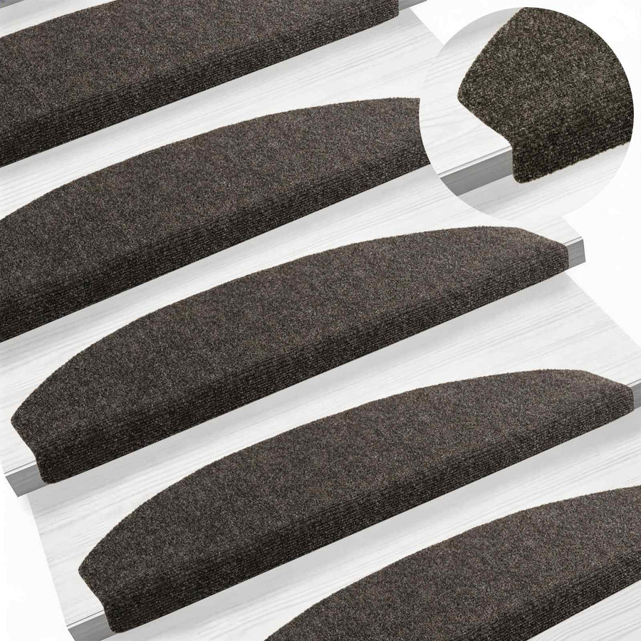 Zelfklevende Trapmatten 15 pcs Antracietkleurig Vilt - 100% PP