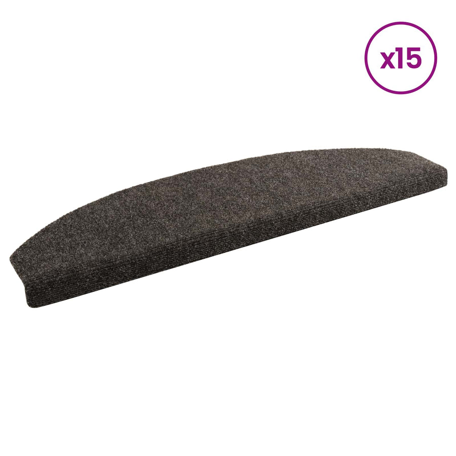 Zelfklevende Trapmatten 15 pcs Antracietkleurig Vilt - 100% PP