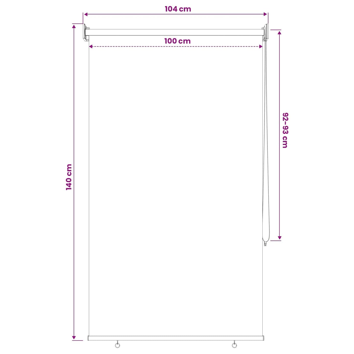 Rolgordijn UV-bescherming Zwart 100 x 140 cm Polyester