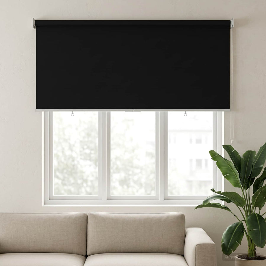 Rolgordijn UV-bescherming Zwart 120 x 140 cm Polyester