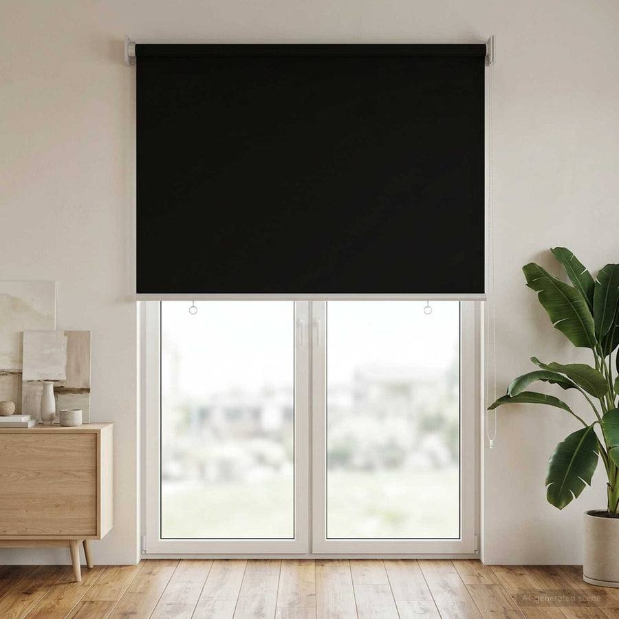 Rolgordijn UV-bescherming Zwart 80 x 230 cm Polyester
