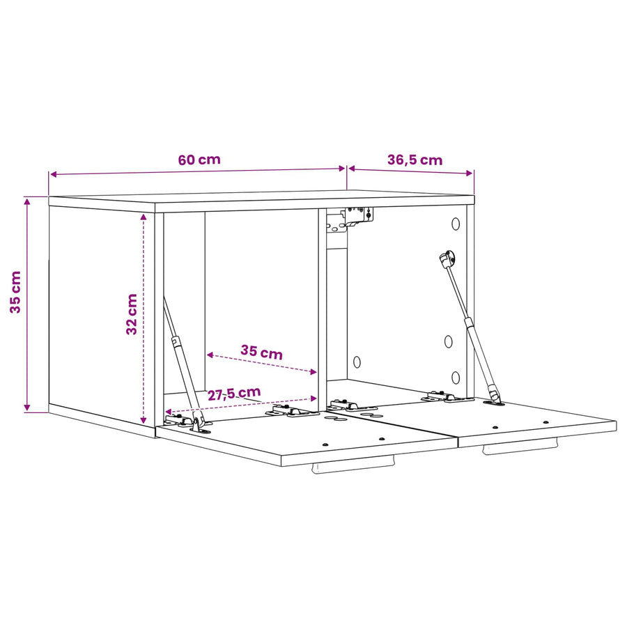 Wandkast 60 x 36,5 x 35 cm Bewerkt hout Artisanaal eiken