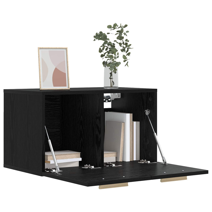 Wandkast Zwart eiken 60 x 36,5 x 35 cm Bewerkt hout