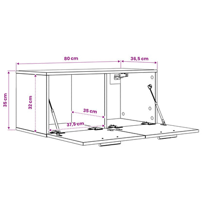 Wandkast Muurmontage Artisanaal eiken 80 x 36,5 x 35 cm