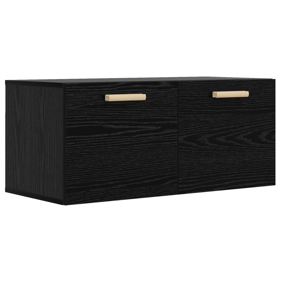 Wandkast Muurmontage Zwart eiken 80 x 36,5 x 35 cm Bewerkt hout