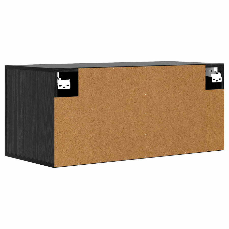 Wandkast Muurmontage Zwart eiken 80 x 36,5 x 35 cm Bewerkt hout