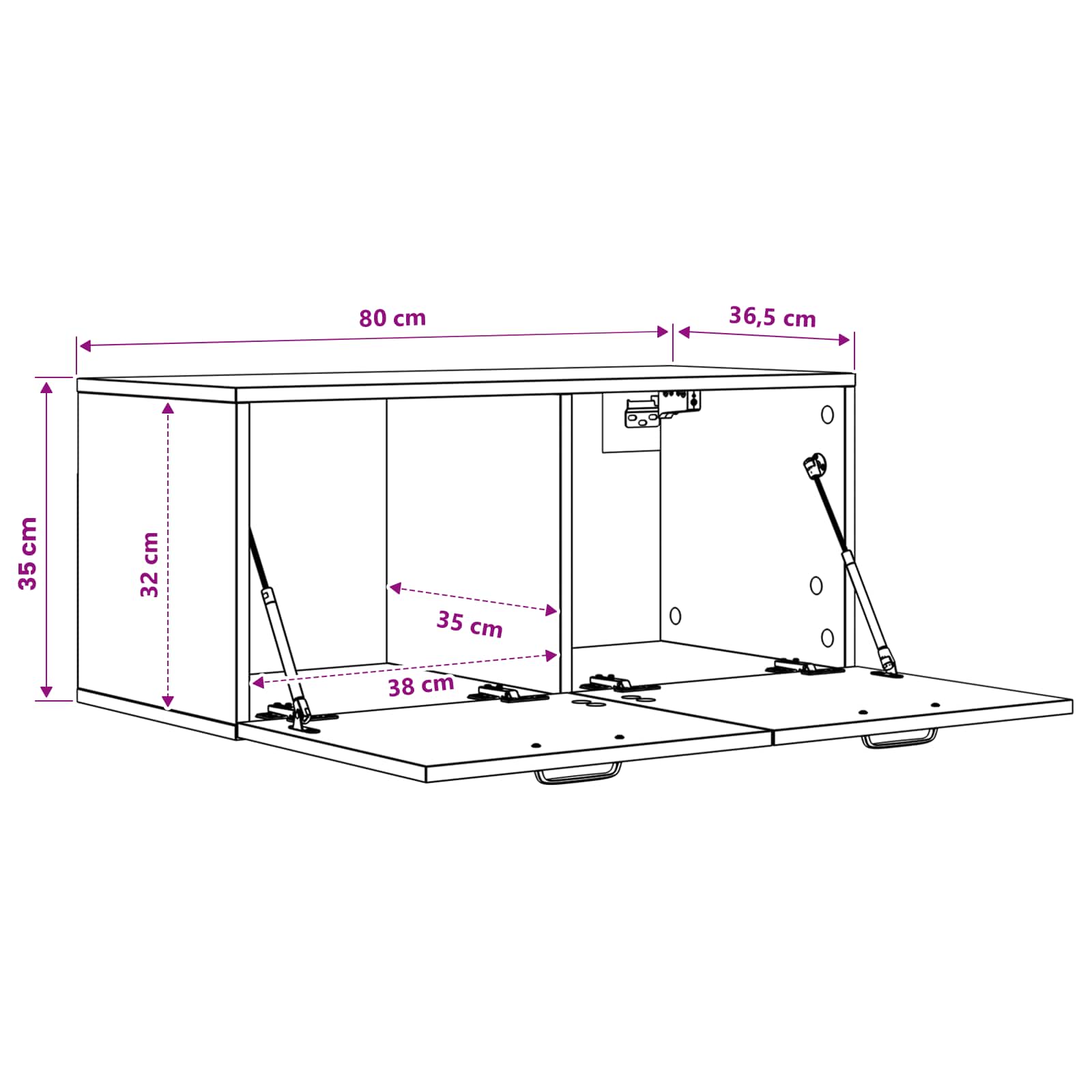 Wandkast Muurmontage Oud hout 80 x 36,5 x 35 cm Bewerkt hout