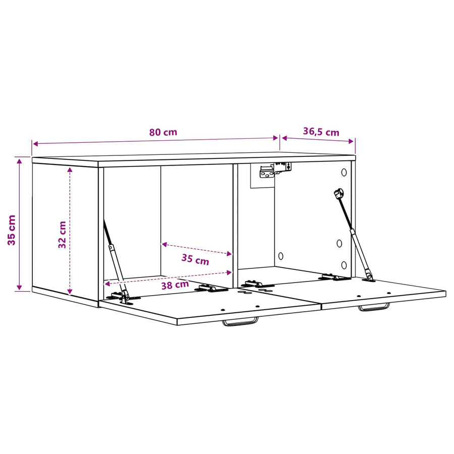 Wandkast Muurmontage Oud hout 80 x 36,5 x 35 cm Bewerkt hout