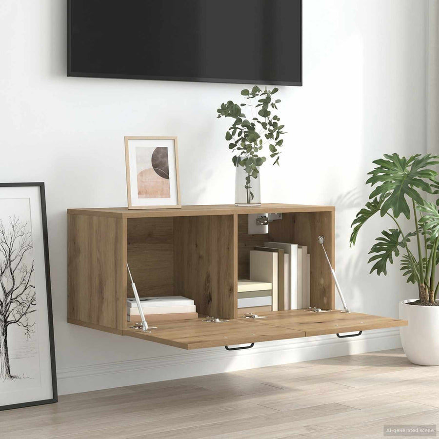 Wandkast Muurmontage Artisanaal eiken 80 x 36,5 x 35 cm