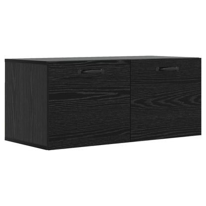 Wandkast Muurmontage Zwart eiken 80 x 36,5 x 35 cm Bewerkt hout