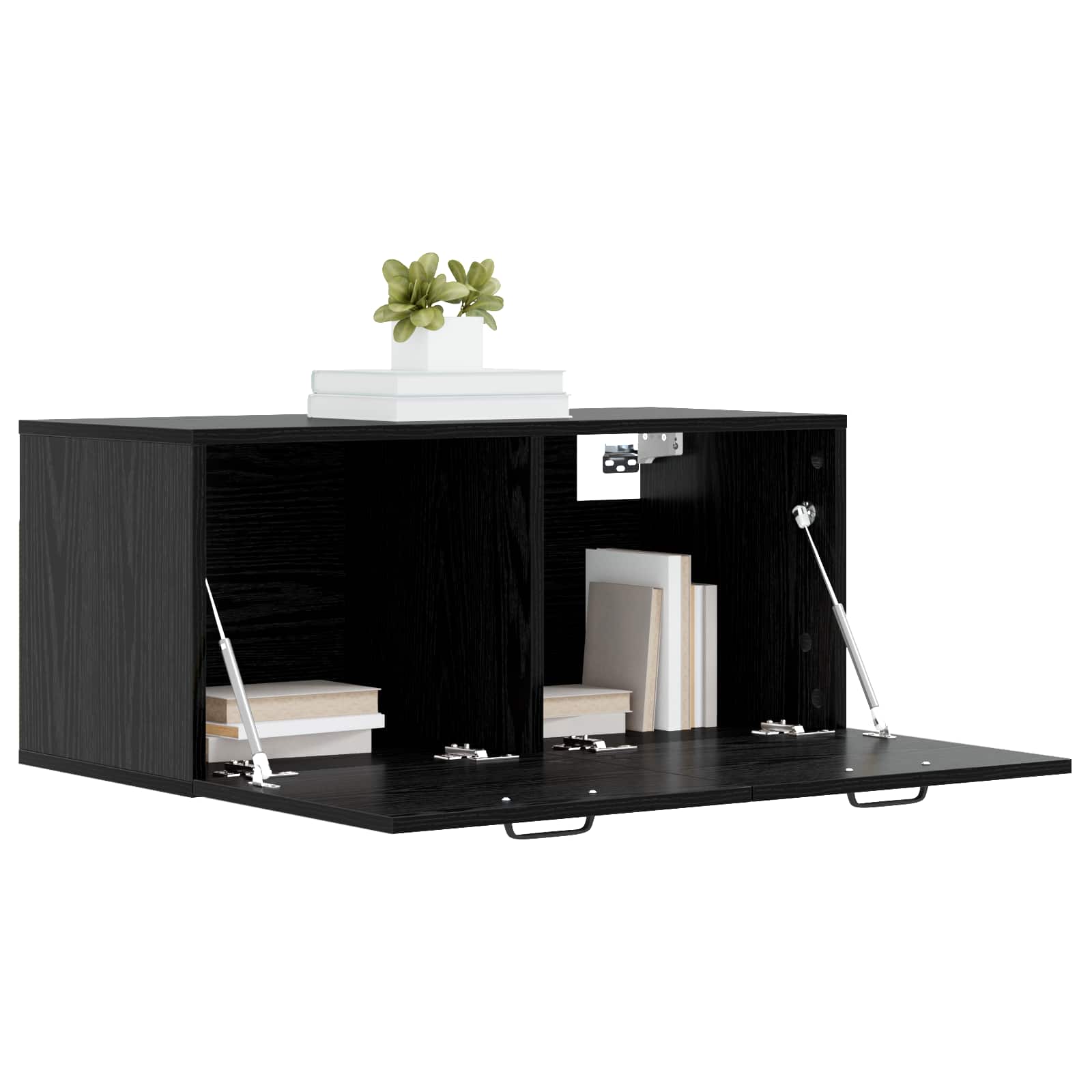 Wandkast Muurmontage Zwart eiken 80 x 36,5 x 35 cm Bewerkt hout