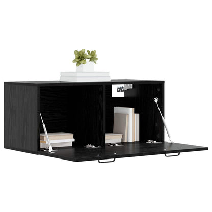 Wandkast Muurmontage Zwart eiken 80 x 36,5 x 35 cm Bewerkt hout