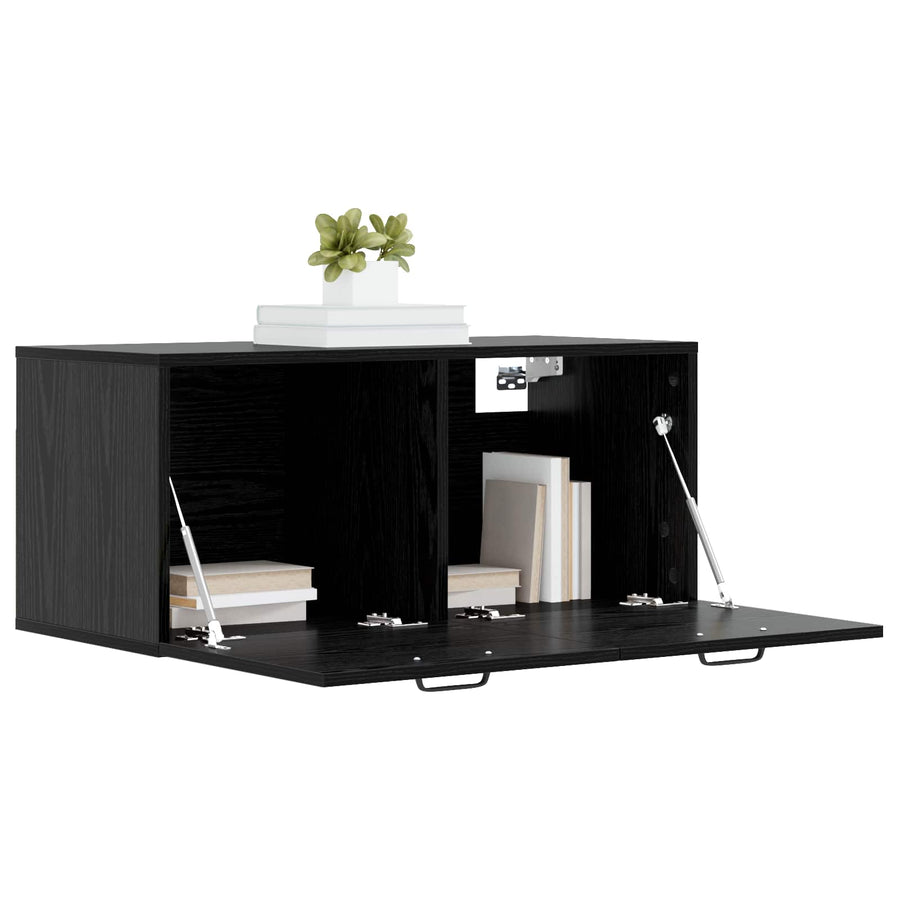 Wandkast Muurmontage Zwart eiken 80 x 36,5 x 35 cm Bewerkt hout