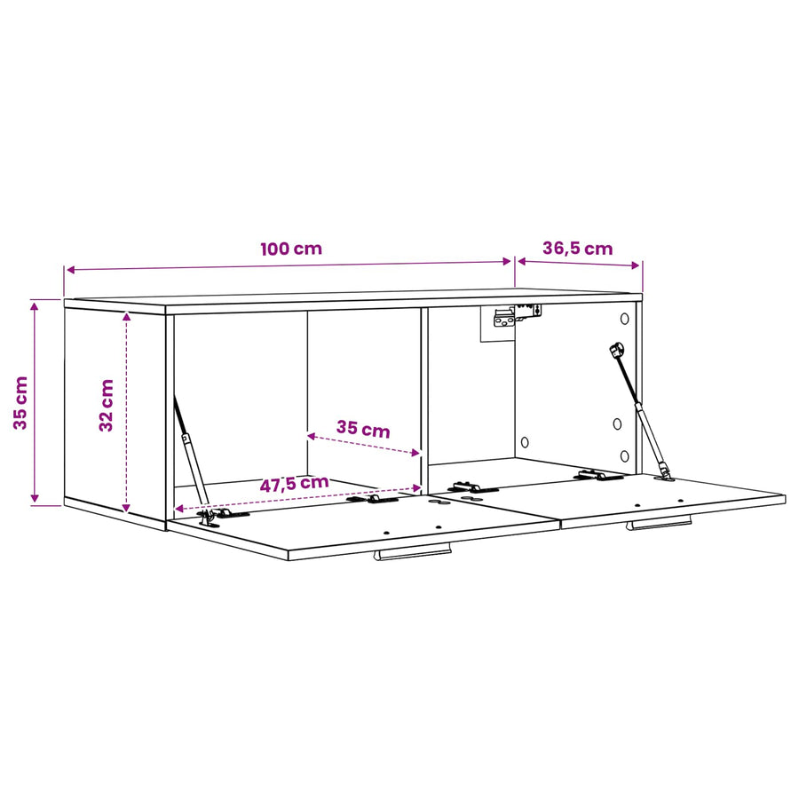 Wandkast Oud hout 100 x 36,5 x 35 cm Bewerkt hout