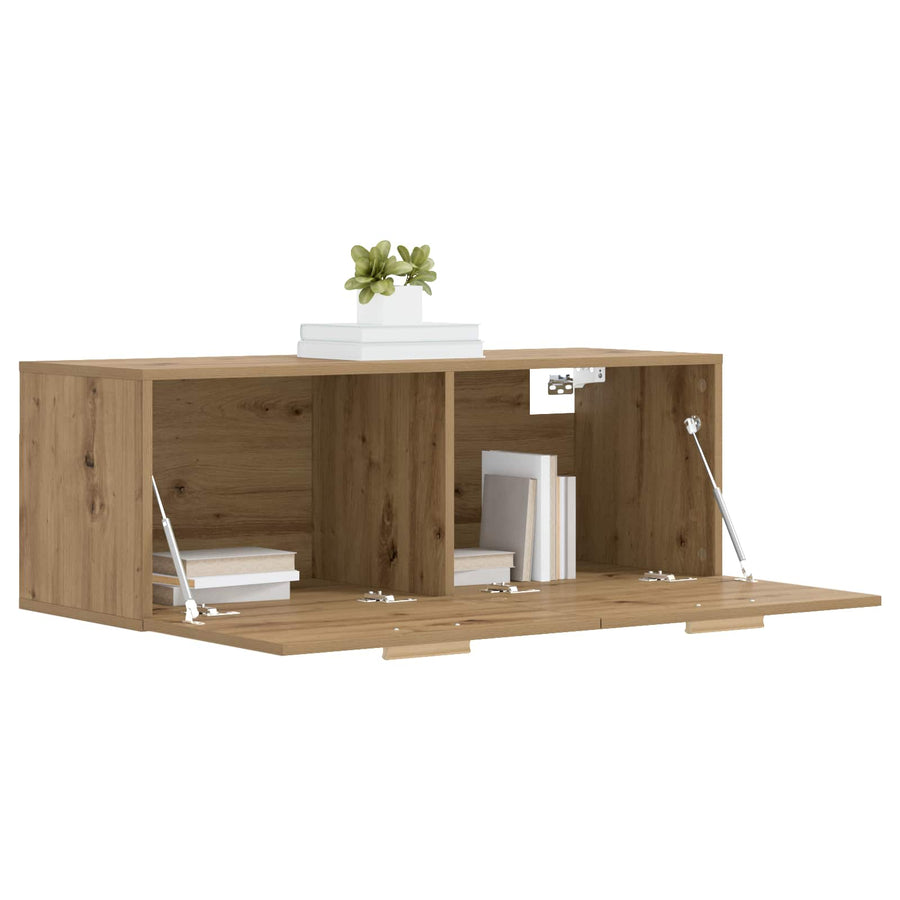Wandkast 100 x 36,5 x 35 cm Bewerkt hout Artisanaal eiken