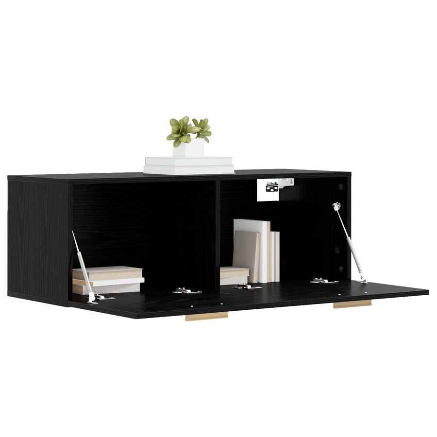 Wandkast Zwart eiken 100 x 36,5 x 35 cm Bewerkt hout