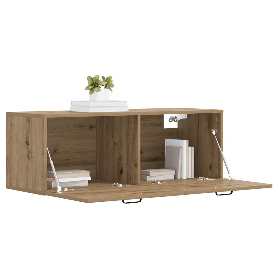 Wandkast 100 x 36,5 x 35 cm Bewerkt hout Artisanaal eiken