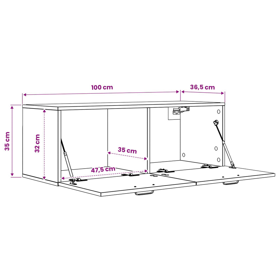 Wandkast 100 x 36,5 x 35 cm Bewerkt hout Artisanaal eiken