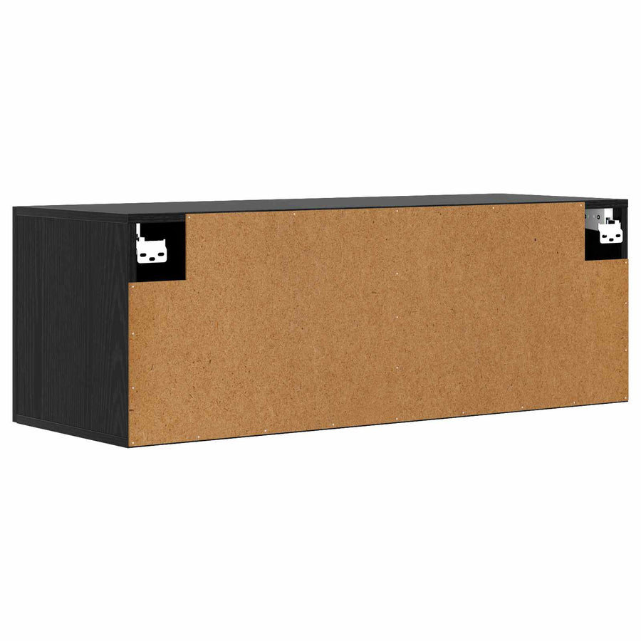 Wandkast Zwart eiken 100 x 36,5 x 35 cm Bewerkt hout
