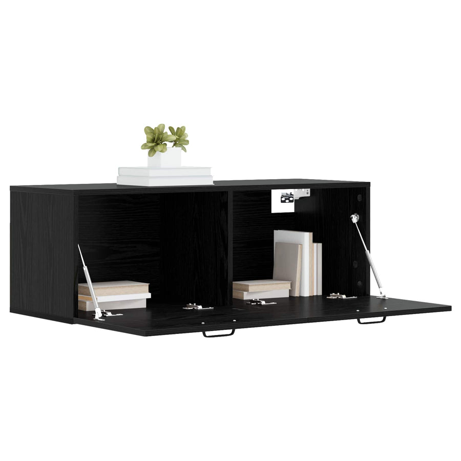 Wandkast Zwart eiken 100 x 36,5 x 35 cm Bewerkt hout