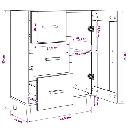 Dressoir Oud hout 69,5 x 34 x 90 cm Bewerkt hout