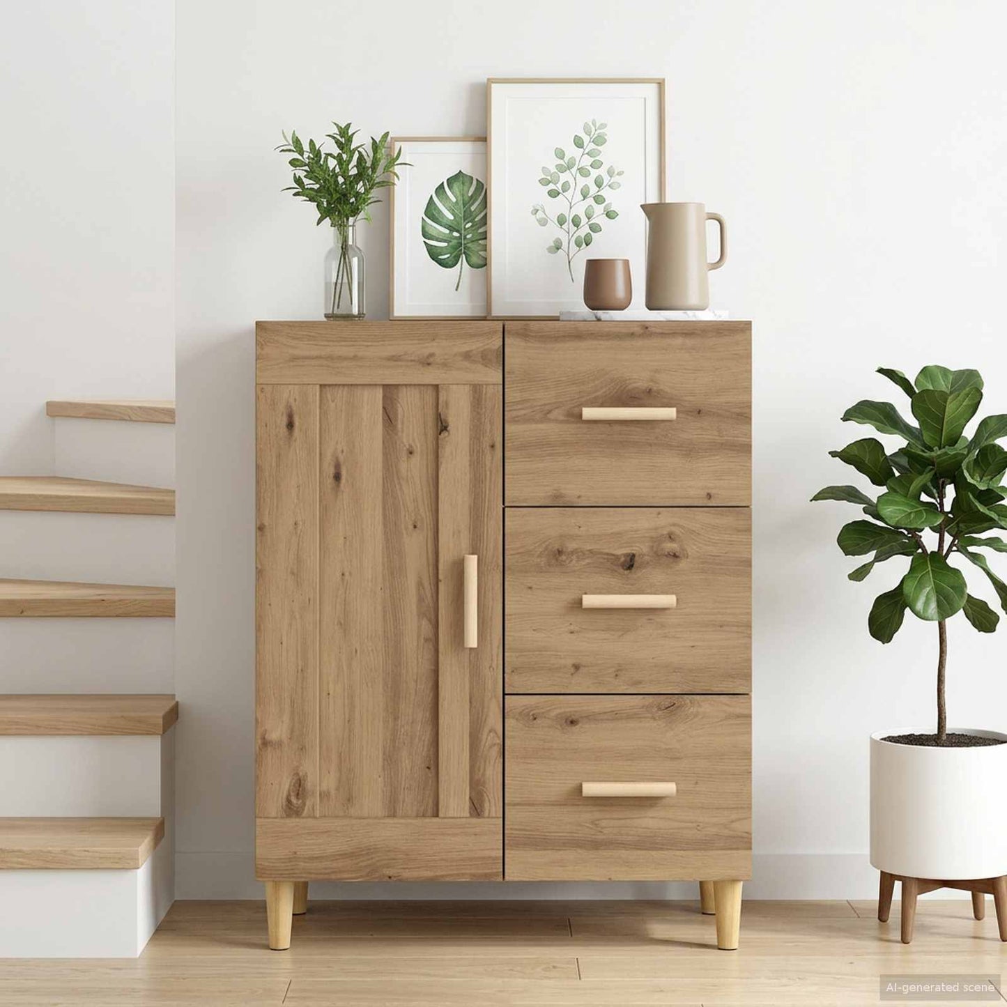 Dressoir Artisanaal eiken 69,5 x 34 x 90 cm Bewerkt hout