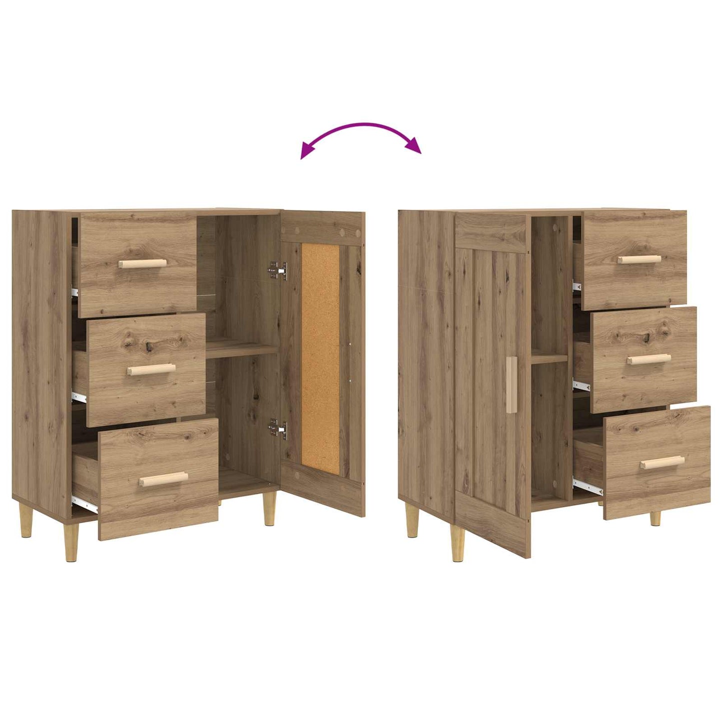 Dressoir Artisanaal eiken 69,5 x 34 x 90 cm Bewerkt hout