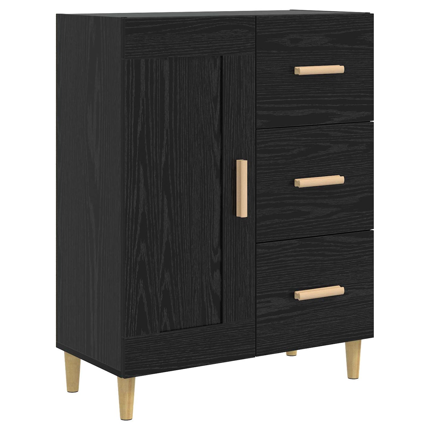 Dressoir Zwart eiken 69,5 x 34 x 90 cm Bewerkt hout