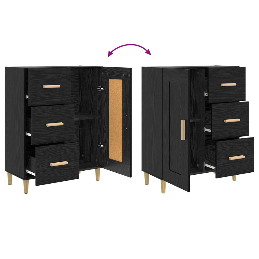 Dressoir Zwart eiken 69,5 x 34 x 90 cm Bewerkt hout