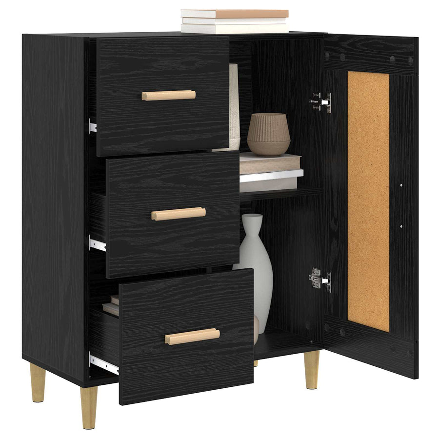 Dressoir Zwart eiken 69,5 x 34 x 90 cm Bewerkt hout