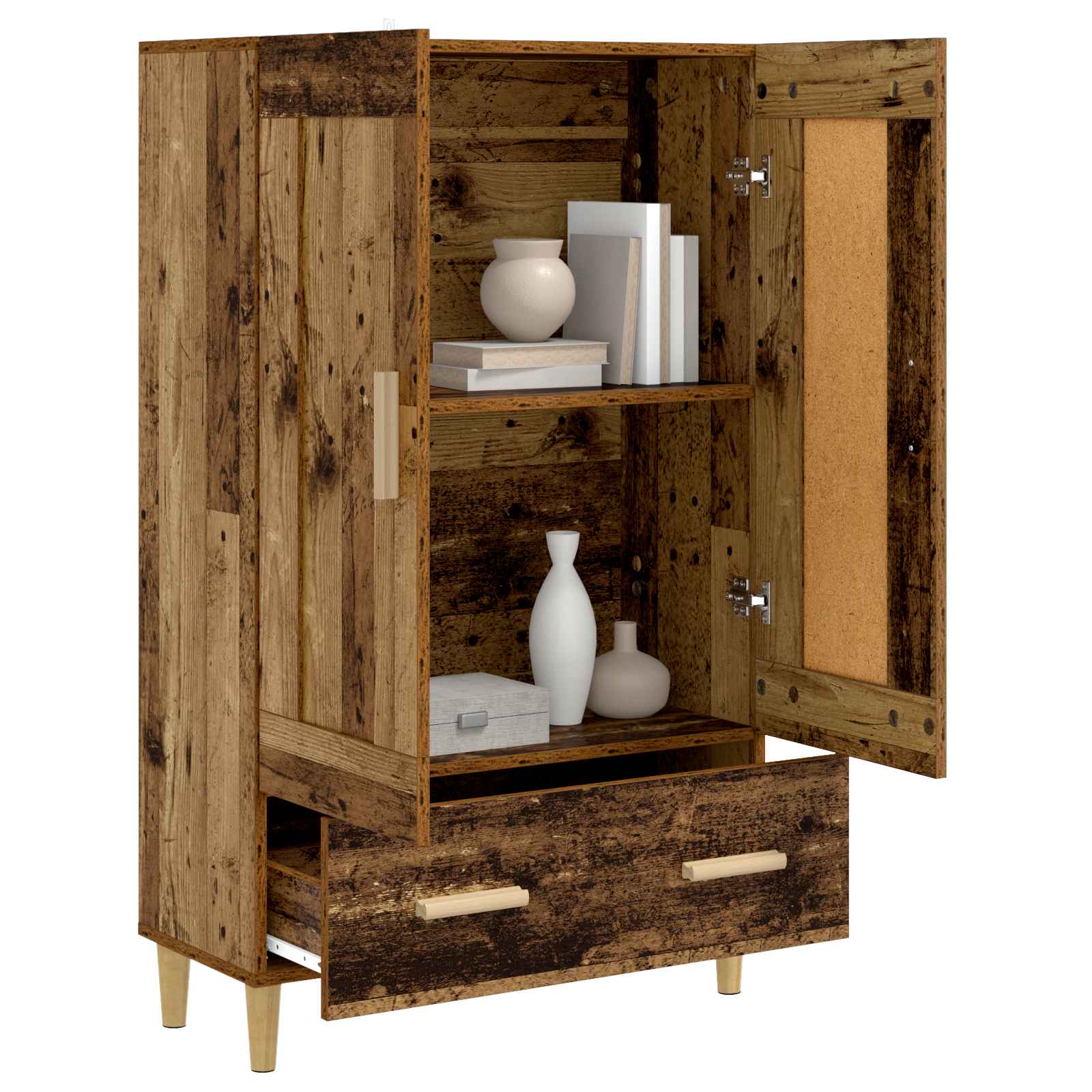 Hoge kast Oud hout 70 x 31 x 115 cm Bewerkt hout
