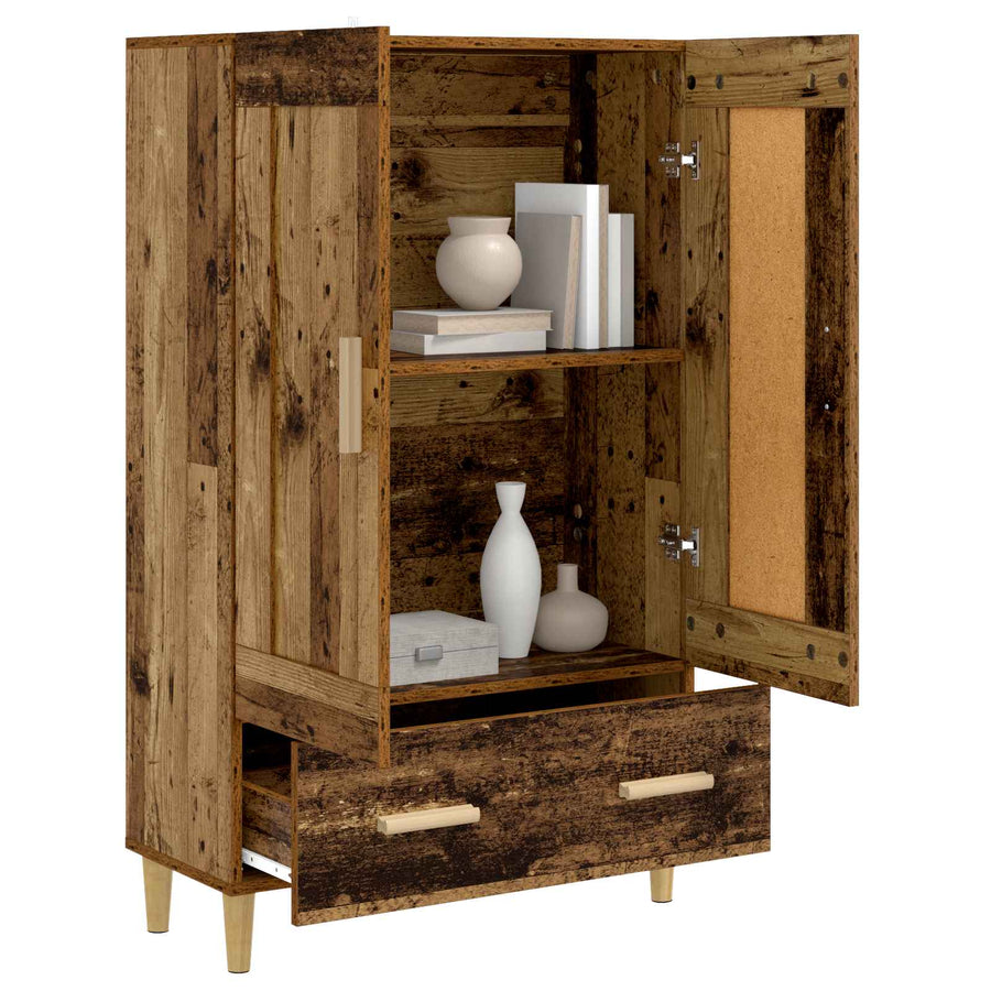 Hoge kast Oud hout 70 x 31 x 115 cm Bewerkt hout