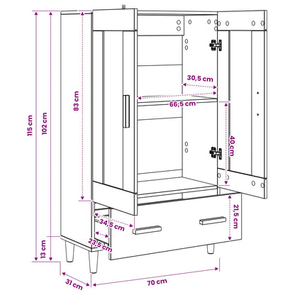 Hoge kast Oud hout 70 x 31 x 115 cm Bewerkt hout