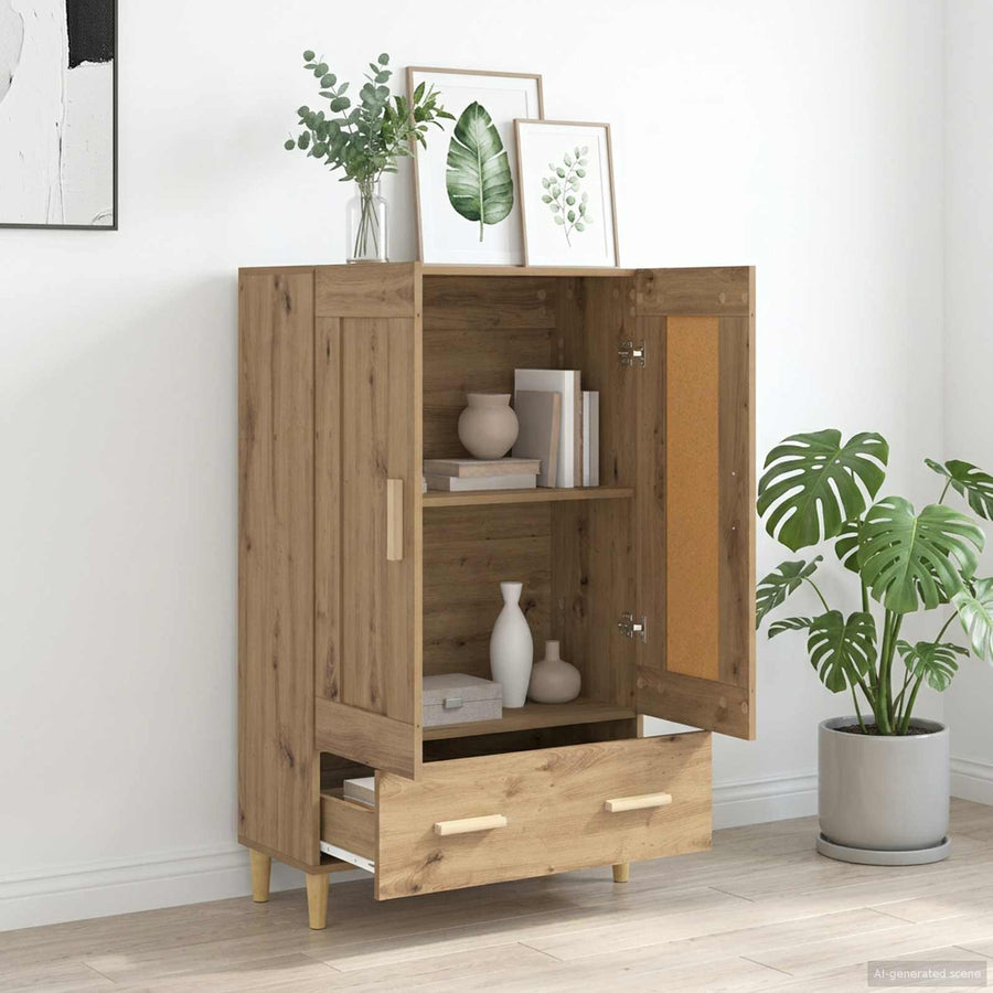 Hoge kast Artisanaal eiken 70 x 31 x 115 cm Bewerkt hout