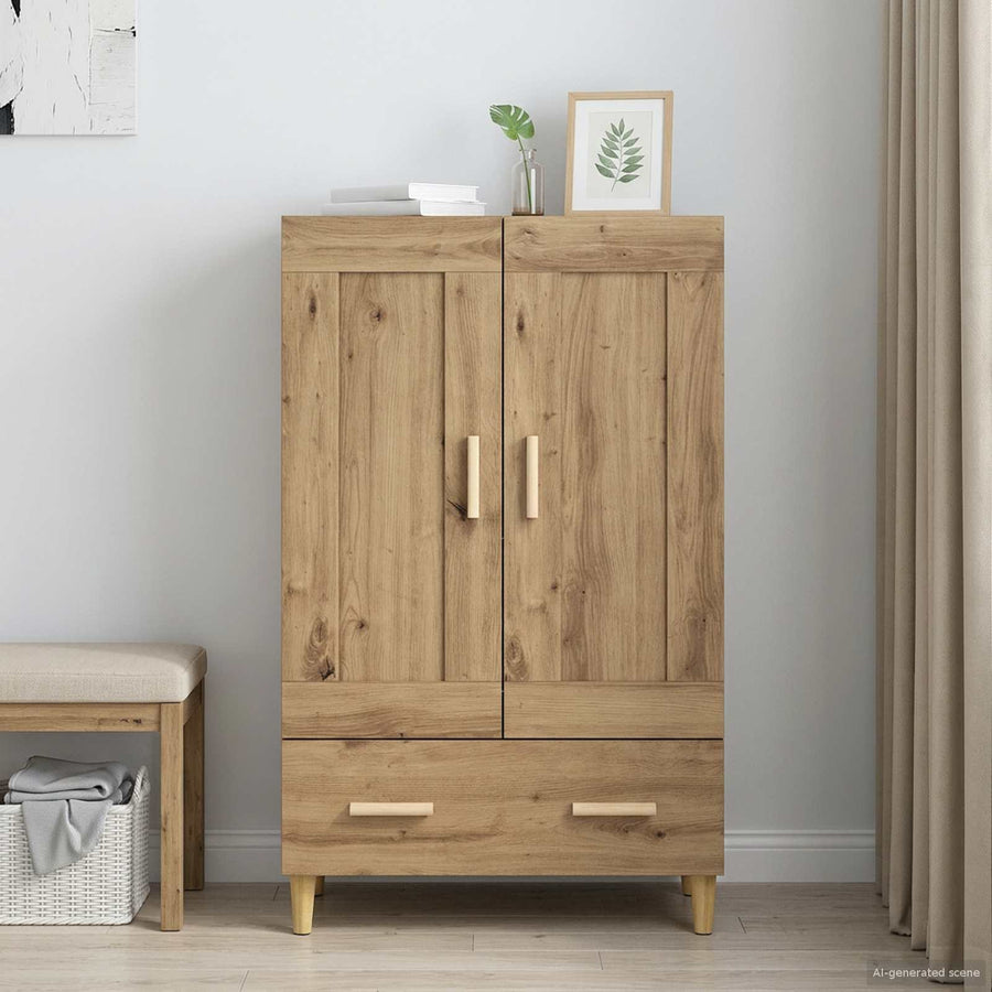Hoge kast Artisanaal eiken 70 x 31 x 115 cm Bewerkt hout