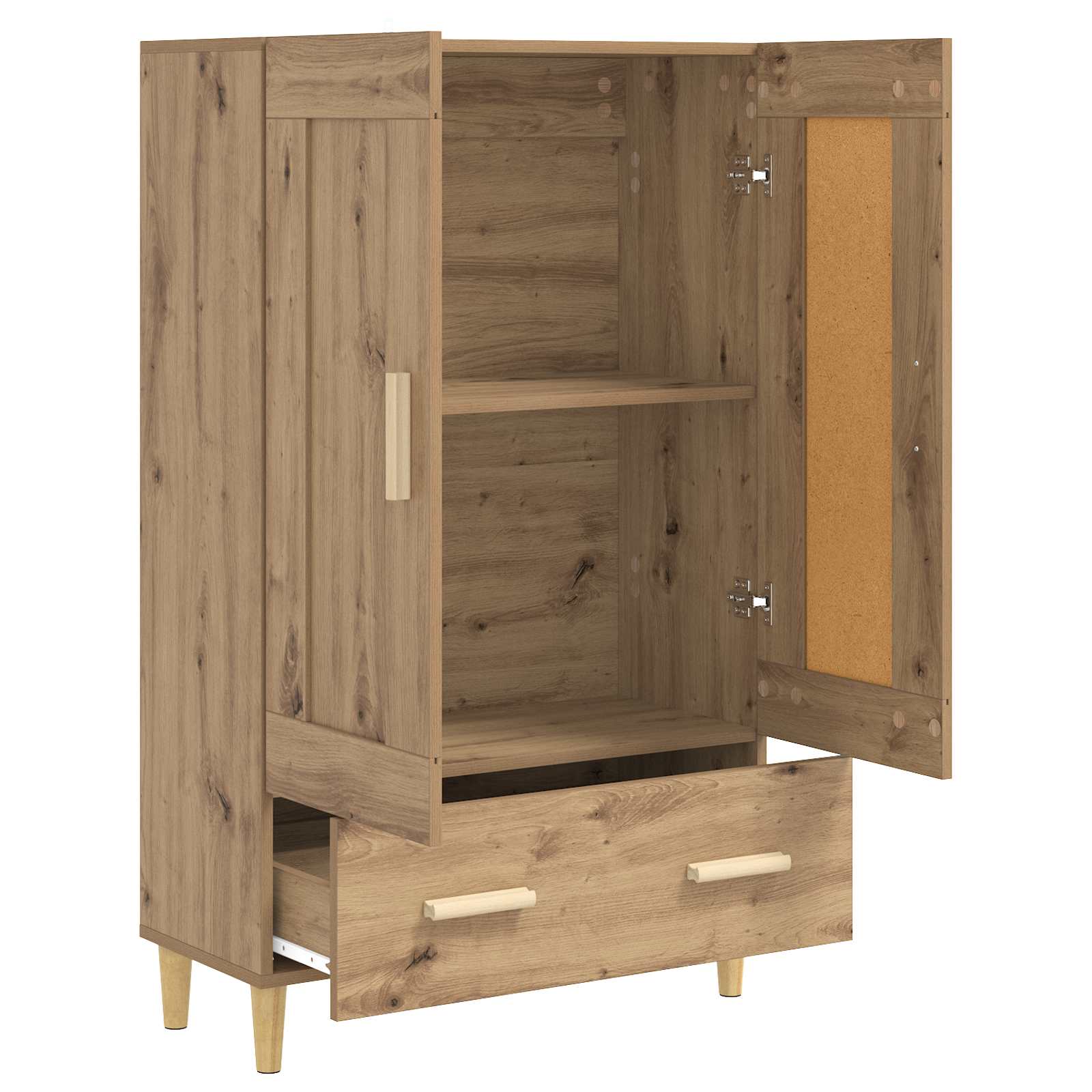 Hoge kast Artisanaal eiken 70 x 31 x 115 cm Bewerkt hout