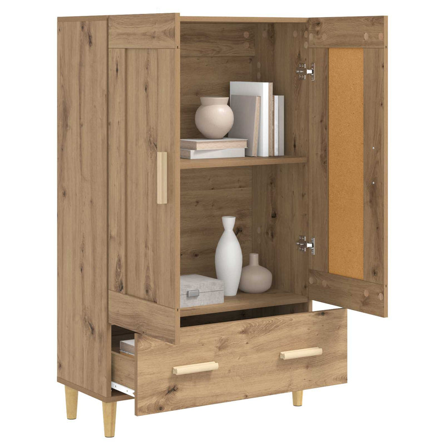 Hoge kast Artisanaal eiken 70 x 31 x 115 cm Bewerkt hout